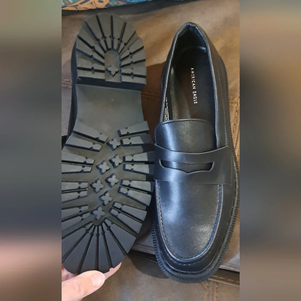 Ladies AMERICAN EAGLE Platform Penny Loafers Comfort Chunky Slip On Size 9